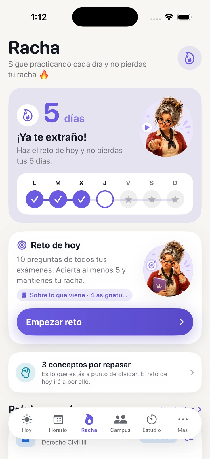 El horario semanal de Rotermeller